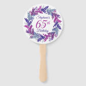 パープルエレガントリースピンク65誕生日 ハンドファン (裏面)