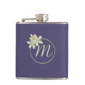 パープルエレガントレザールックデイジーモノグラム フラスク (正面)