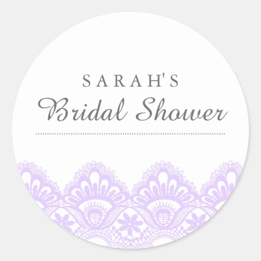 パープルエレガントレースブライダルシャワーシール ラウンドシール (正面)