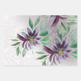 パープルエレガントレースロータスウォーター色 ラッピングペーパーシート