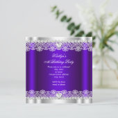 パープルエレガントレース王室のシルク誕生日パーティー 招待状 (スタンド正面)