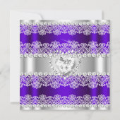 パープルエレガントレース王室のシルク誕生日パーティー 招待状 (裏面)