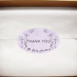 パープルエレガントロゴ女子体気におありとう 楕円形シール