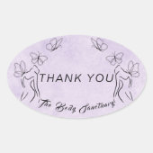 パープルエレガントロゴ女子体気におありとう 楕円形シール (正面)