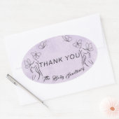 パープルエレガントロゴ女子体気におありとう 楕円形シール (封筒)