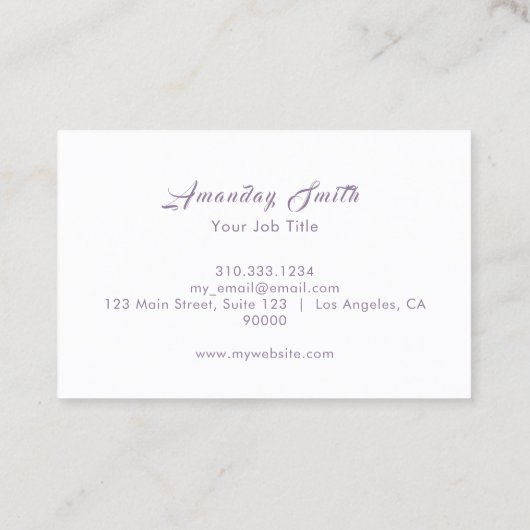 パープルエレガントロゴ女性体気にウェルネス 名刺 (裏面)