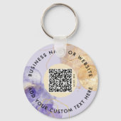 パープルエレガントロゴ&QRコード会社キーチェーン キーホルダー (裏面)