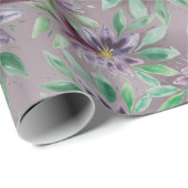 パープルエレガントロータスウォーター色フローラ ラッピングペーパー (ロールコーナー)