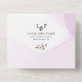 パープルエレガントロータスミニフローラ結婚ズ オールインワン招待状 (裏面)