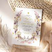 パープルエレガントワイルドフラワーバプテスマ招待状 招待状