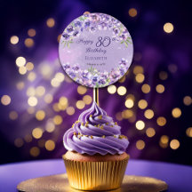 パープルエレガントヴィオレットフローラハッピー80誕生日