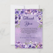 パープルエレガントヴィオレットフローラ誕生日パーティー サンキューカード (正面)