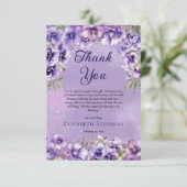 パープルエレガントヴィオレットフローラ誕生日パーティー サンキューカード (スタンド正面)
