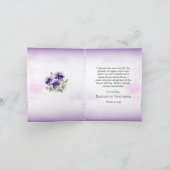 パープルエレガントヴィオレットフローラ誕生日パーティー サンキューカード (内部)