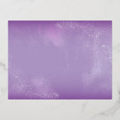 パープルエレガントヴィオレットフローラ誕生日パーティーRSVP 箔招待状ポストカード (裏面)