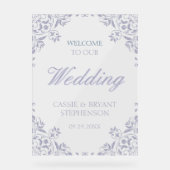 パープルエレガントヴィンテージフレ結婚ームへようこそ アクリルサイン (正面)