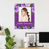 パープルエレガントヴィンテージフローラキンセアニラ写真 ポスター (ホームオフィス)