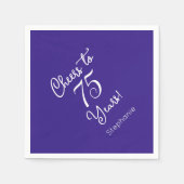 パープルエレガント応援75年75誕生日 スタンダードカクテルナプキン (正面)