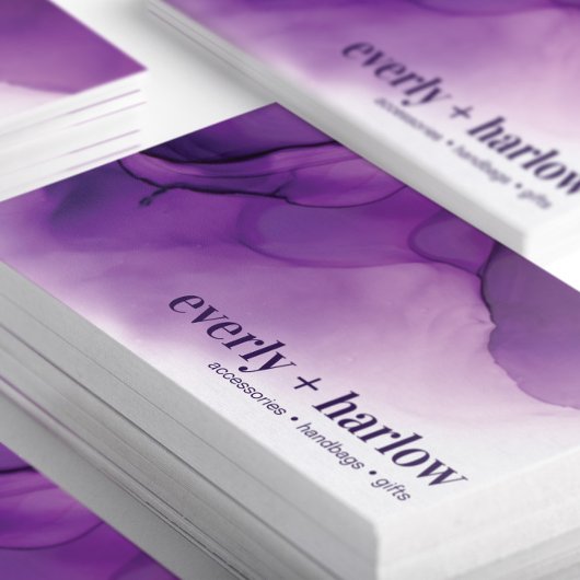 パープルエレガント抽象芸術アルコールインクアート 名刺