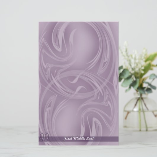 パープルエレガント抽象芸術上のストロークパーソナライズされた 便箋 (スタンド正面)