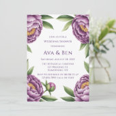 パープルエレガント牡丹フローラウェディングシャワー 招待状 (スタンド正面)