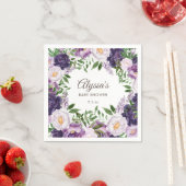 パープルエレガント牡丹フローラガールベビーシャワー スタンダードカクテルナプキン (インサイチュ)