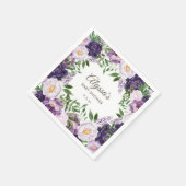 パープルエレガント牡丹フローラガールベビーシャワー スタンダードカクテルナプキン (角)