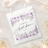 パープルエレガント花模様ブライダルシャワー優先バッグ フェイバーバッグ (クリップ留めされた状態)