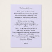 パープルエレガント葬儀記念祈りの言葉カード (裏面)