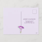 パープルエレガント薄紫アーチ花模様なしメニューRSVP シーズンポストカード (裏面)