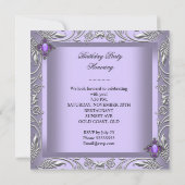 パープルエレガント薄紫シルバージュエルバースデーパーティー 招待状 (裏面)