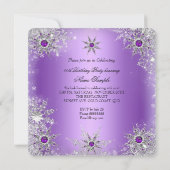 パープルエレガント薄紫スノーフレーク誕生日パーティー 招待状 (裏面)