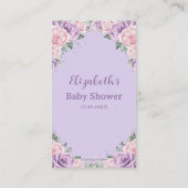 パープルエレガント薄紫ピンクフローラおむつラッフル エンクロージャーカード (裏面)