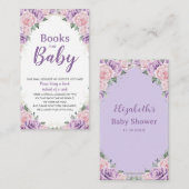 パープルエレガント薄紫ピンクフローラブックベビー エンクロージャーカード (正面/裏面)