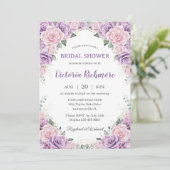 パープルエレガント薄紫ピンクフローラブライダルシャワー 招待状 (スタンド正面)
