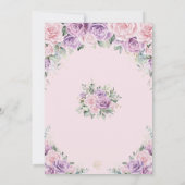 パープルエレガント薄紫ピンクローズフローラ結婚ズ 招待状 (裏面)