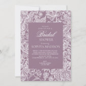 パープルエレガント薄紫ラインアートワイルドフラワー 招待状 (正面)