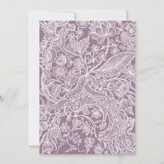 パープルエレガント薄紫ラインアートワイルドフラワー 招待状 (裏面)