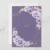 パープルエレガント薄紫ラベンダーバラ結婚ズ サンキューカード (裏面)