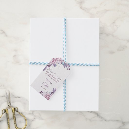 パープルエレガント薄紫ラベンダーフラワーボホギフトラベル ギフトタグ (より糸付き)