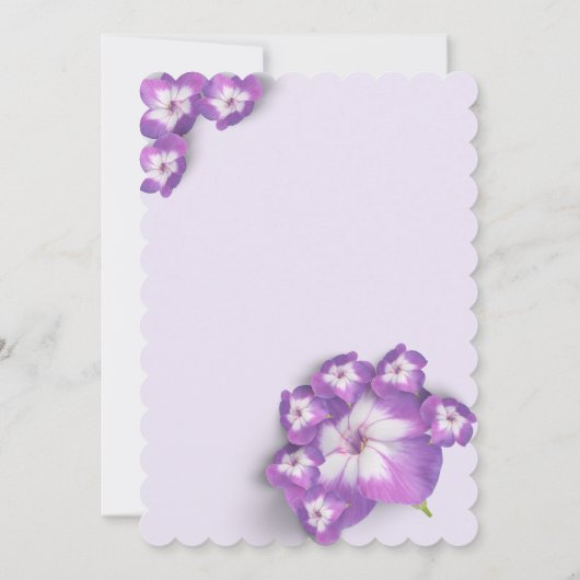 パープルエレガント薄紫Iアーチフローラブライダルシャワー 招待状 (裏面)
