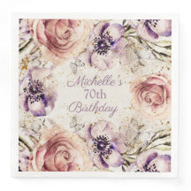 パープルエレガント赤面ピンク70th誕生日パーティー