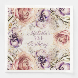 パープルエレガント赤面ピンク70th誕生日パーティー
