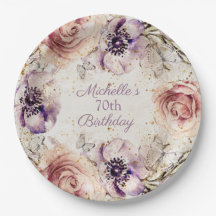 パープルエレガント赤面ピンク70th誕生日パーティー