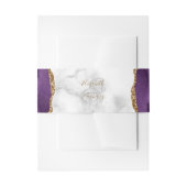 パープルエレガント金ゴールドアガートマーブル結婚ズ 招待状ベリーバンド (正面例)