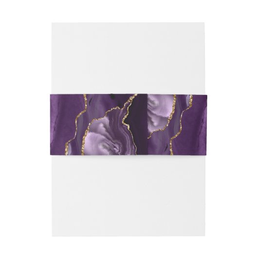 パープルエレガント金ゴールドアゲートダーク結婚ズ 招待状ベリーバンド (裏面例)