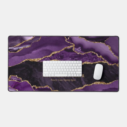 パープルエレガント金ゴールドアゲートヘードビジネス デスクマット (キーボード&マウス)