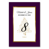 パープルエレガント金ゴールドウィンターホリデー結婚ズ テーブルナンバー (正面)