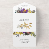 パープルエレガント金ゴールドオールインワン結婚式招待状 オールインワン招待状 (外側)