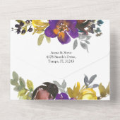 パープルエレガント金ゴールドオールインワン結婚式招待状 オールインワン招待状 (裏面)